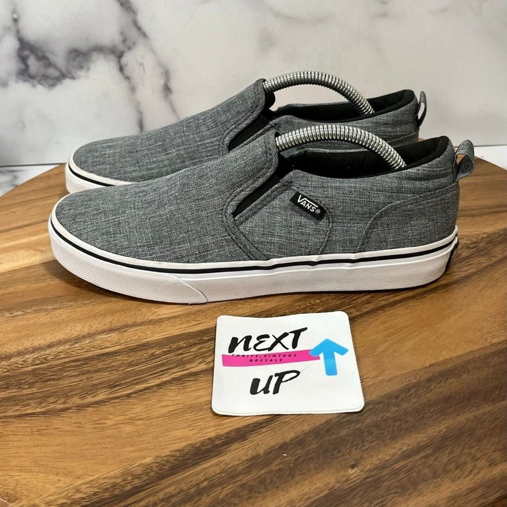 Vans Womens Asher Dark Gray Classic Slip On Sneaker Shoes Size W 7.5 Y 6